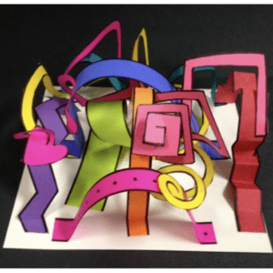 Build It Up--Paper Sculptures, a cut out of colorful shapes.