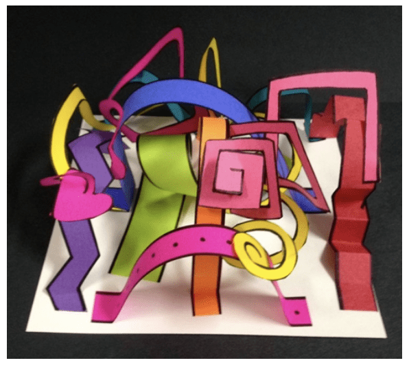 Build It Up--Paper Sculptures, a cut out of colorful shapes.