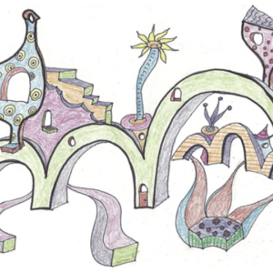 A drawing of Habitats with Dr. Seuss & Friends building.