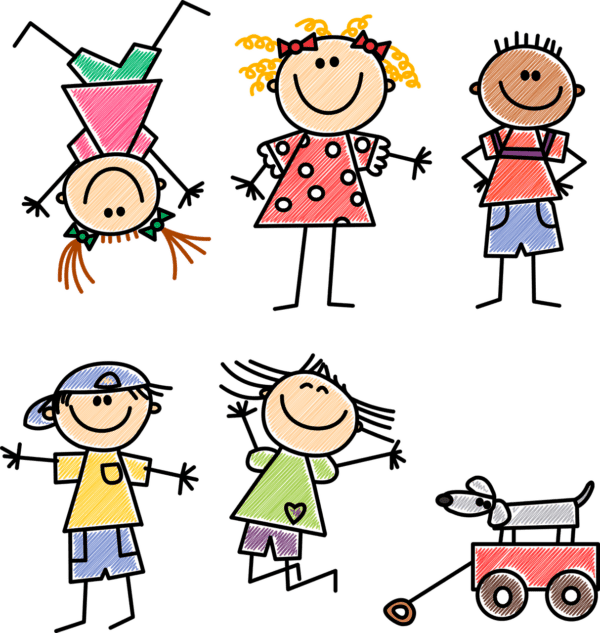 A group of children in different poses with the Colors and Emotions.