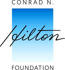 The logo for the Conrad N. Hilton Foundation, featuring elements inspired by the Conrad N. Hilton Theater.