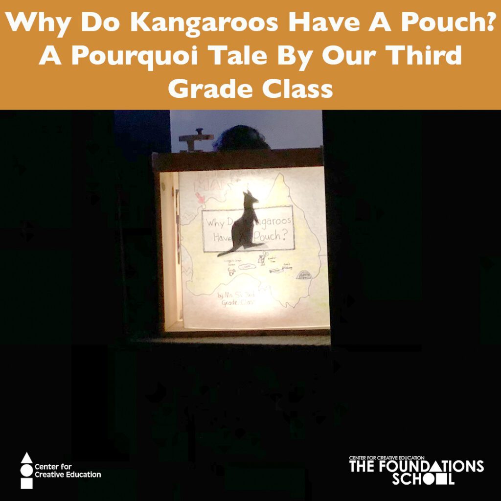 Do kangaroos have a pouch by our third grade shadow puppet class.