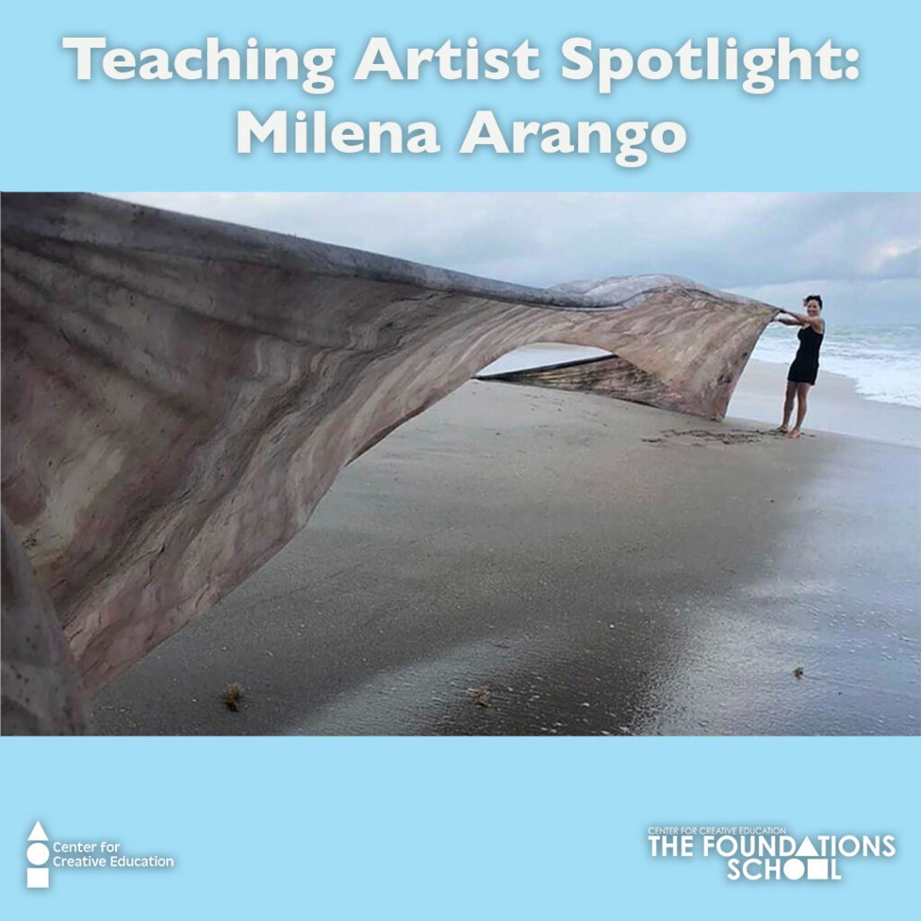 Teaching artist Milana Aranjo is highlighted in the spotlight.