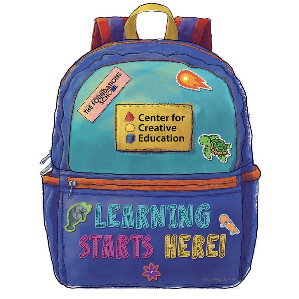 Back to school learning center starts here backpack.