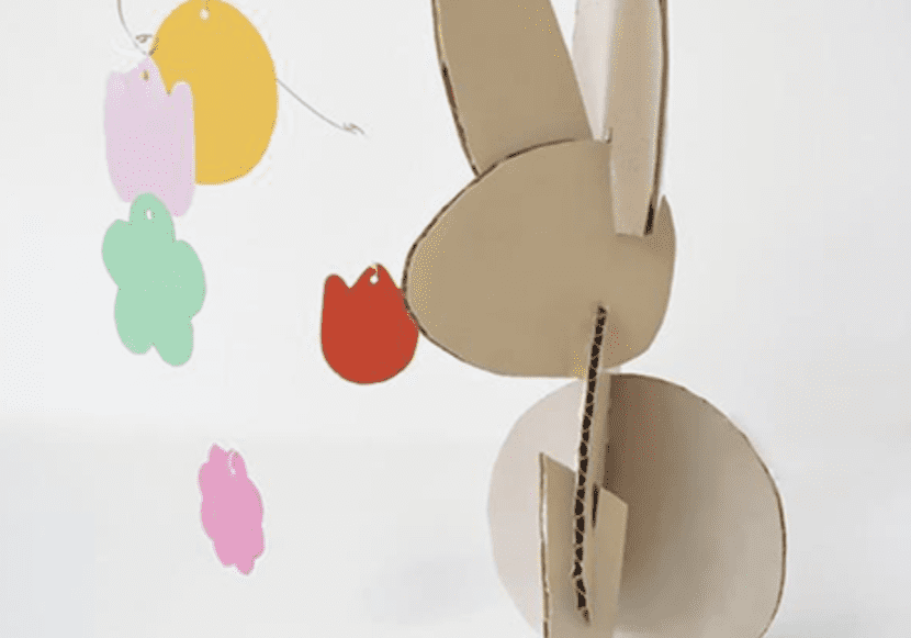 A virtual cardboard bunny with a string attached to it that sparks creativity.