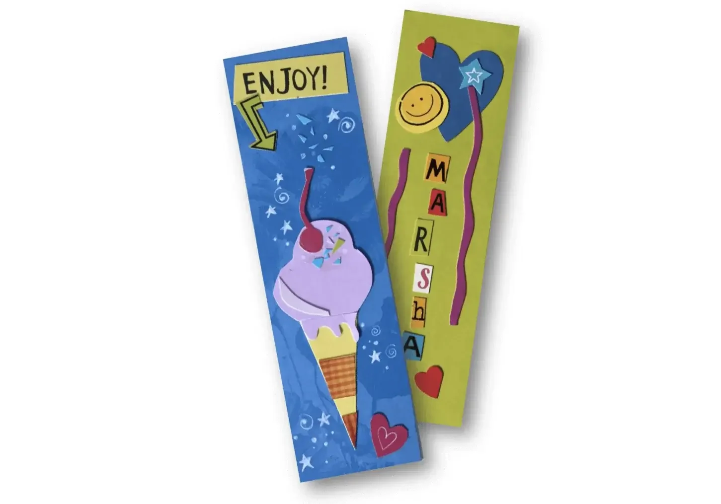 A pair of bookmarks featuring a message from the president.